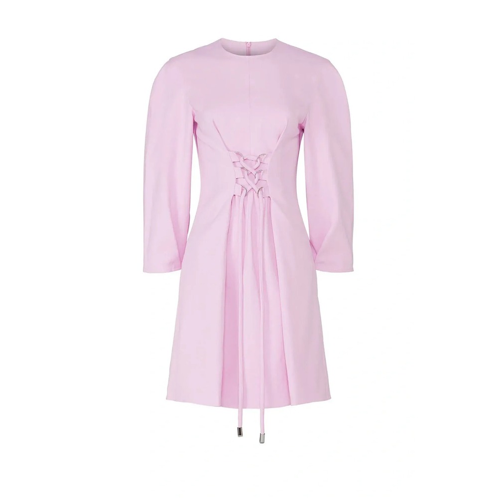 Tibi Dress Womens 00 Pink Chalky‎ Drape Corset Mini Long Sleeve Crepe Party